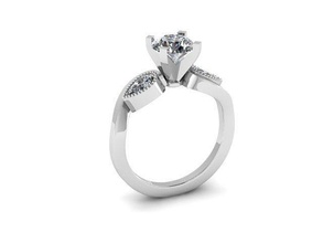 solitaire three stone engagement ring diamond golden silver jewelry rings 3d print model - Mito3D