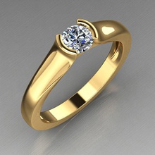 solitaire tension set diamond ring engagement setting semi bezel wedding carat jewelry gemstone gold rings 3d print model - Mito3D