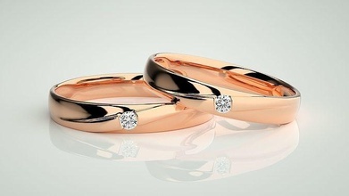 solitário onda casal banda anel 3dm stl render casamento noivado jóias imprimível jóia diamante ouro joalheria argolas noiva noivo platina bandas 3d print model - Mito3D