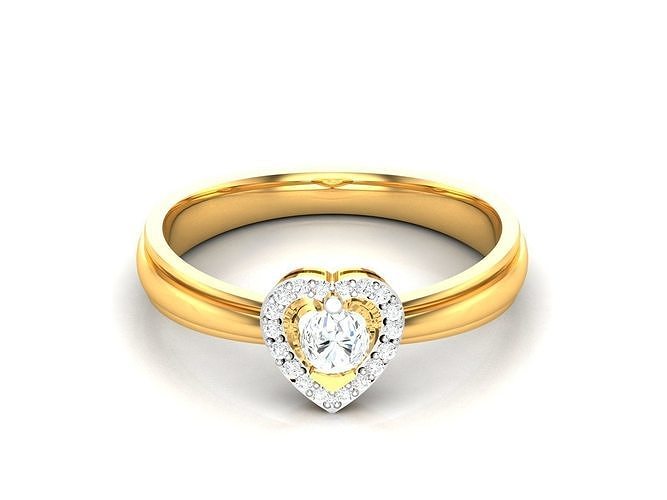 solitario Boda compromiso corazón anillo joyería joya banda mujer precioso oro imprimible diamante Moda anillos abultar colección 3D print model - Mito3D
