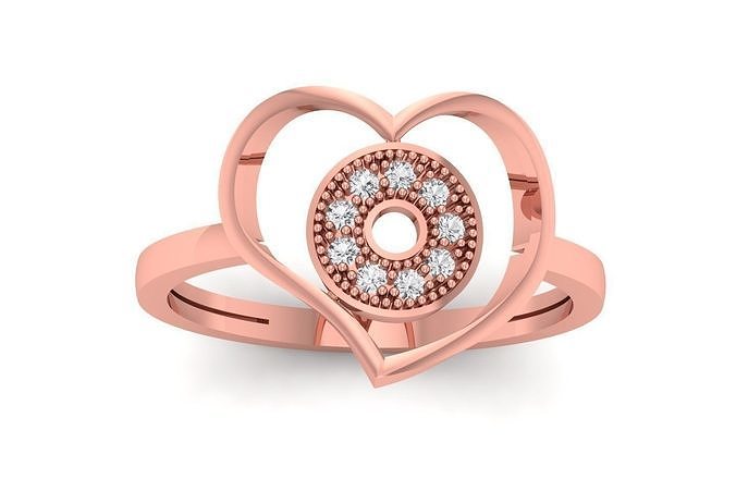 solitaire mariage engagement cœur bague bijoux anneaux femme précieux diamant fiançailles or mode 3D print model - Mito3D
