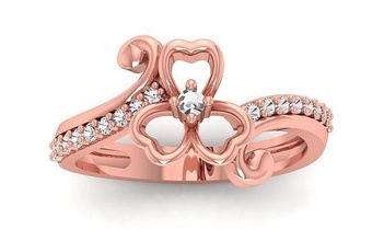 solitário Casamento noivado coração anel joalheria argolas feminino diamante ouro moda mulheres 3d print model - Mito3D