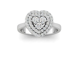boda compromiso corazón doble aureola anillo 3dm stl obj joyería joya banda mujer precioso oro imprimible diamante moda anillos abultar colección solitario 3d print model - Mito3D