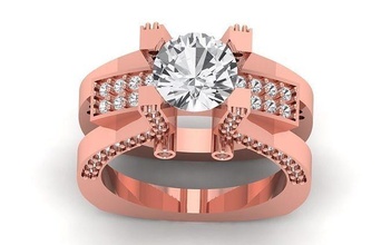 solitário Casamento noivado homens anel argolas diamante joalheria ouro feminino 3d print model - Mito3D