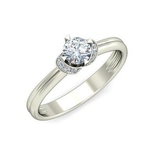 Solitär Hochzeit Engagement Ring Ringe Sterling druckbar Diamant Platin Juwel Schmuck Silber zart Licht Gold Weiß Spiral 3d print model - Mito3D