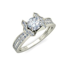 femmes mariage engagement bague anneaux solitaire sterling imprimable diamant platine bijou bijoux argent délicat lumière or blanc spirale 3d print model - Mito3D