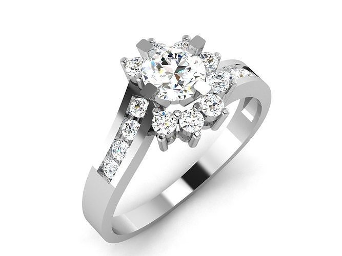 solitaire düğün nişan yüzük takı moda klasik mücevher elmas yazdırılabilir parlak 1895 çap gelin yüzükler vintag gergedan 3D print model - Mito3D