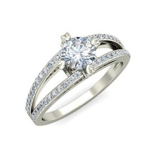 solitaire mariage engagement divisé jarret bague bijoux bande femme précieux or imprimable diamant mode anneaux masse collection femmes 3d print model - Mito3D