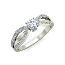 solitario nozze fidanzamento diviso gambo squillare anelli sterlina stampabile diamante platino brillante gioiello gioielleria argento delicato luce oro bianca 3d print model - Mito3D
