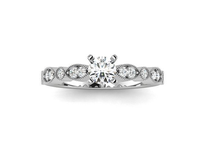 Solitär Hochzeit Engagement Ring 3dm stl obj fbx Einzelheiten Juwel Schmuck Ewigkeit wertvoll Solitario Ringe Steine Gold Edelstein Diamant Kleidung Perlen 3D print model - Mito3D