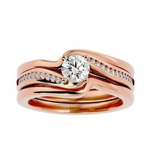 solitaire mariage engagement bague bande 360 vue diamant or bijoux anneaux femme halo femmes imprimable duo 3d print model - Mito3D