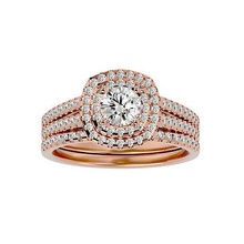 solitario Boda compromiso anillo banda 360 diamante oro joyería joya anillos mujer aureola imprimible 3d print model - Mito3D