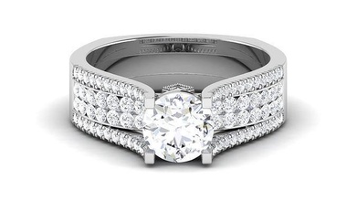 solitario nozze Fidanzamento squillare nuziale anelli gemma gioiello gioielleria stampabile diamante argento oro sterlina bianca brillante platino 3d print model - Mito3D