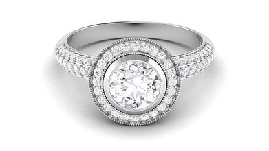 solitaire mariage engagement halo bague mariée bijoux bande femme or diamant anneaux femmes imprimable coussin argent bijou gemme 3d print model - Mito3D