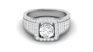 solitario boda compromiso aureola anillo 3dm stl obj fbx detalles anillos joyería joya oro banda plata brillante diamante imprimible libra esterlina platino 3d print model - Mito3D