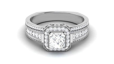 solitario nozze Fidanzamento squillare nuziale gioielleria gruppo musicale womenring oro diamante anelli stampabile cuscino argento gioiello gemma 3d print model - Mito3D