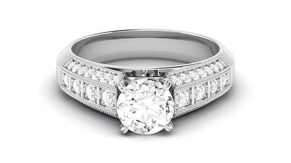 Solitär Hochzeit Engagement Ring Braut Ringe Diamant Platin Schmuck Single Animation tri Star Silber druckbar Sterling 3d print model - Mito3D