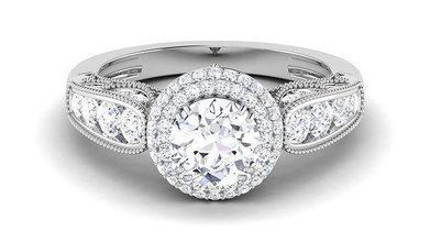 solitaire mariage engagement double halo bague mariée bijoux bande femme précieux or imprimable diamant mode anneaux masse collection femmes 3d print model - Mito3D