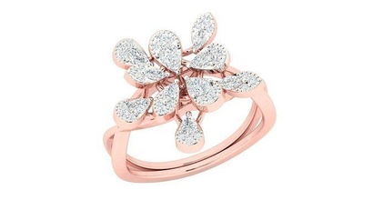 Solitär Hochzeit Engagement Ring Cluster Blume Schmuck Band Frauenring Gold Diamant Ringe Frauen druckbar Silber Juwel Sterling 3d print model - Mito3D