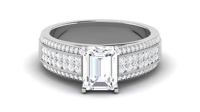 solitaire wedding engagement ring emerald bridal rings gem jewel jewellery printable diamond silver brilliant platinum jewelry 3d print model - Mito3D