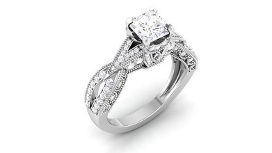 solitär hochzeit engagement ring prinzessin braut schmuck band frauenring wertvoll gold druckbar diamant mode ringe bulk sammlung frauen 3d print model - Mito3D