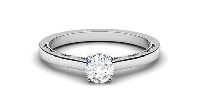 solitário Casamento noivado anel banda argolas esterlina imprimível diamante platina brilhante jóia jóias prata joalheria delicado luz branco 3d print model - Mito3D