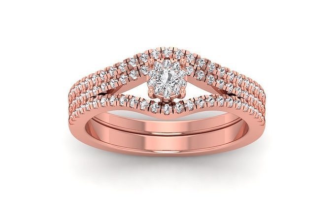 solitario nozze Fidanzamento gruppo musicale donne anelli gioielleria squillare womenring diamante massa collezione stampabile 3D print model - Mito3D