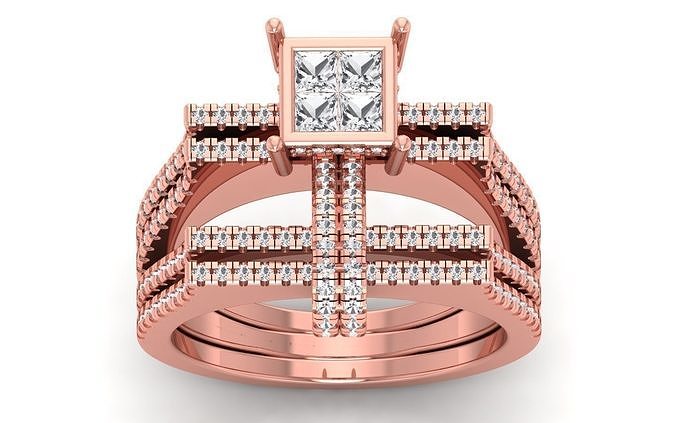 solitaire mariage engagement femmes bande bague bijoux femme diamant anneaux masse collection imprimable 3D print model - Mito3D