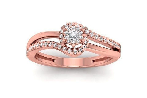 solitaire mariage engagement femmes contourne double bande anneaux bijoux bague femme diamant collection imprimable précieux 3d print model - Mito3D