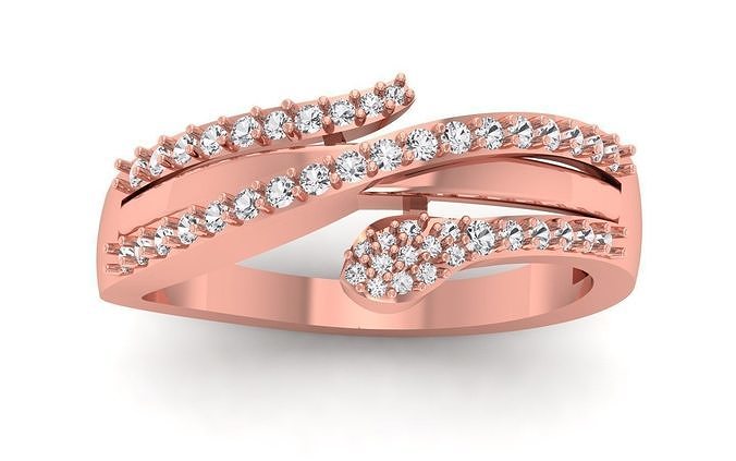 Solitär Hochzeit Engagement Frauen Bypass Ringe Schmuck Ring Frauenring Diamant Sammlung druckbar wertvoll Anhänger 3D print model - Mito3D