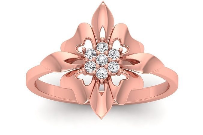 solitario nozze Fidanzamento donne luce peso fiore anelli sterlina stampabile diamante squillare platino brillante gioiello gioielleria argento delicato oro bianca 3D print model - Mito3D