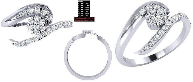 solitario nozze Fidanzamento donne squillare anelli diamante anello fidanzamento gioielleria fede oro nuziale womenring anniversario promettere San Valentino proposta cocktail fiore 3d print model - Mito3D