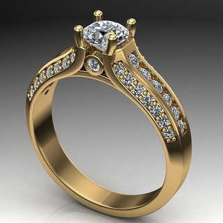 Solitär Hochzeit Engagement Frauen Ring Schmuck Ringe Gold Diamant druckbar Silber Juwel Mode Schönheit engagem 3d print model - Mito3D