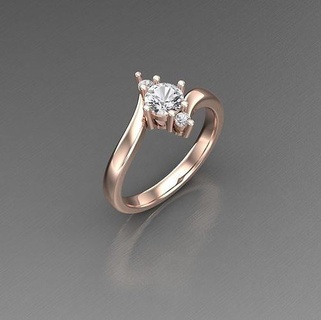 solitario nozze Fidanzamento donne squillare gioielleria anelli diamante oro stampabile gioiello moda engagement bellezza 3d print model - Mito3D