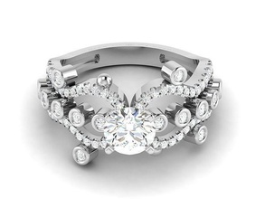 solitario nozze Fidanzamento donne squillare anelli sterlina stampabile diamante platino brillante gioiello gioielleria argento delicato luce oro bianca 3d print model - Mito3D