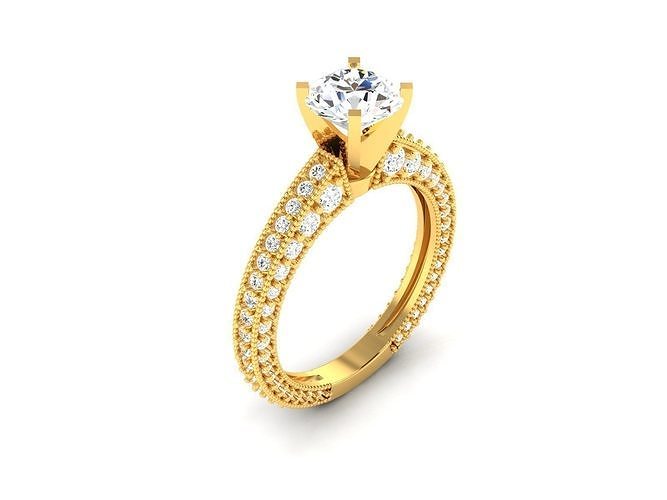solitaire düğün nişan kadin yüzük yüzükler sterlin yazdırılabilir elmas platin parlak mücevher gümüş takı narin ışık altın beyaz 3D print model - Mito3D