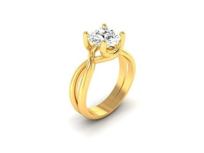 solitaire mariage engagement femmes bague anneaux sterling bijoux or bande gemme argent brillant diamant imprimable platine délicat 3d print model - Mito3D