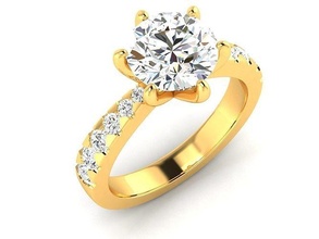 solitaire wedding engagement women ring 3dm render jewelry gold printable brilliant rings diamond luxury carat platinum precious gem silver brillant ruby 3d print model - Mito3D