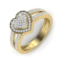 solitario boda compromiso corazón anillo 3dm 3d modelo joyería joya banda mujer oro diamante aureola anillos abultar colección 3d print model - Mito3D