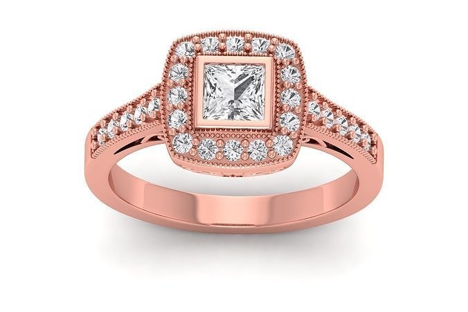 solitaire mariage engagement femmes anneaux sterling imprimable diamant bague platine brillant bijou bijoux argent délicat lumière or blanc 3D print model - Mito3D