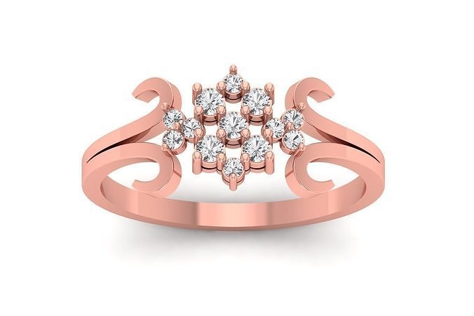 solitaire mariage engagement femmes anneaux grappe bague sterling imprimable diamant platine brillant bijou bijoux argent délicat lumière or blanc 3D print model - Mito3D
