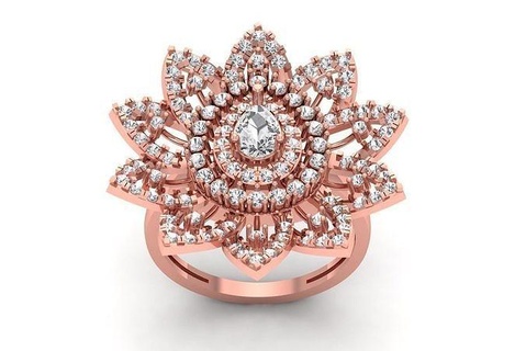 solitario Boda compromiso mujer anillos flor anillo libra esterlina imprimible diamante platino brillante joya joyería plata delicado ligero oro blanco 3d print model - Mito3D