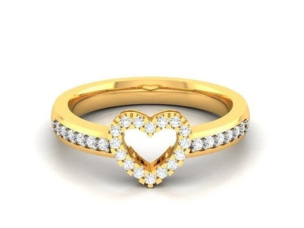 solitaire mariage cœur bague anneaux sterling imprimable diamant platine brillant engagement bijou bijoux argent délicat lumière or blanc 3d print model - Mito3D