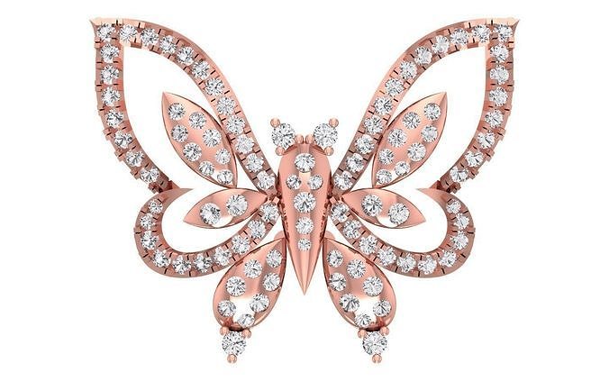 solitario donne farfalla 3dm stl obj fbx render dettagli pendente collana gioielleria diamante argento oro stampabile gioiello gemma Fidanzamento ciondoli 3D print model - Mito3D