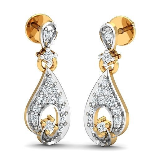solitaire women earring earrings jewellery printable gem studs hoopsandhuggies diamond gold platinum jewel wedding engagement delicate jewelry precious luxury long drop square 3D print model - Mito3D