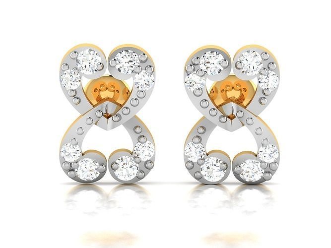 solitaire women earring jewelry earrings earring small stud shine women beauty printable fashion gold silver trandy gems cad jewellery jewel diamond 3D print model - Mito3D