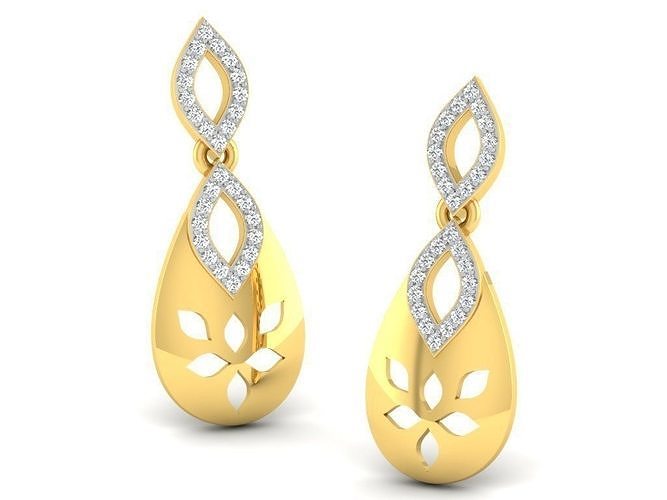 solitaire women earring jewelry earrings small stud shine beauty printable fashion gold silver trandy gems cad jewellery jewel diamond 3D print model - Mito3D