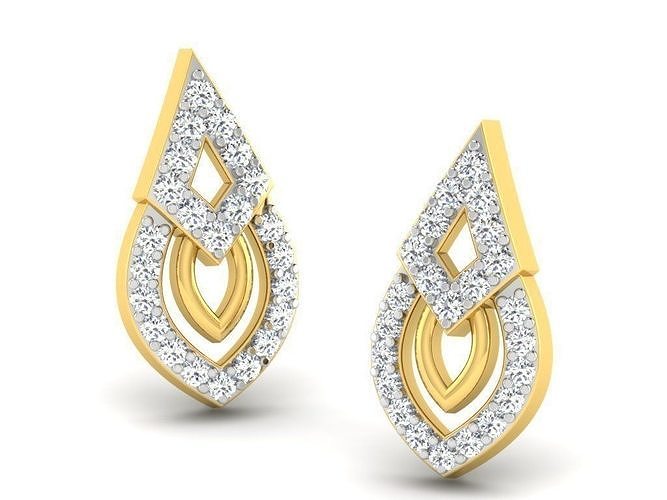 solitaire femmes boucle d'oreille boucles d'oreilles bijoux bijou Goujon mode petit imprimable fille éclat diamant blanc gemme bride anneaux 3D print model - Mito3D