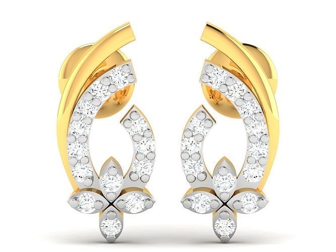 solitaire women earring jewellery diamond female printable cad exclusive gold fashion brilliant gift gem 3dm stl human scull head jewelry earrings diamant 3D print model - Mito3D