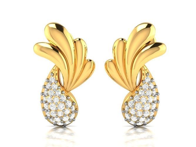 solitaire women earring 3dm stl obj fbx render details stud diamond prong jewelry jewel luxury gold fashion trends antique mix size mens accessories earrings gem 3D print model - Mito3D